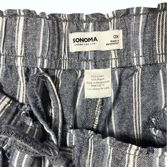 Sonoma Linen Wide Leg Ankle Pants Women's Plus Size 0X Striped Elastic Waist - Picture 5 of 5